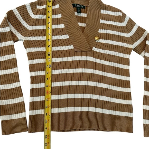 Ralph Lauren Brown and Tan V-Neck Sweater - Picture 9 of 16